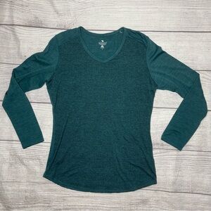 Segments Base Layer Women’s Medium Teal 100% Merino Wool Long Sleeve V-Neck